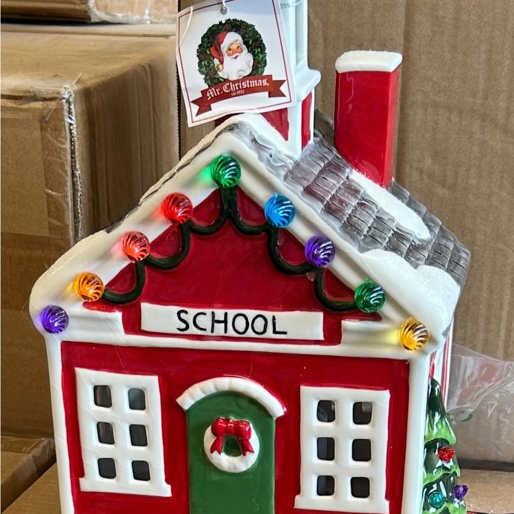 Festive Red Schoolhouse Holiday Decor by Mr. Christmas
